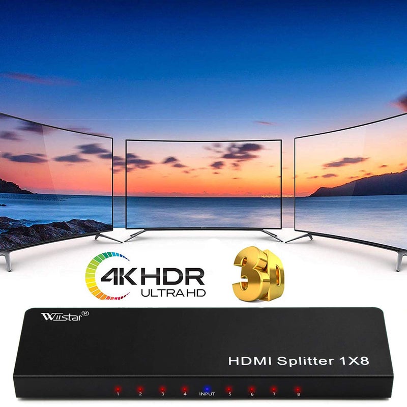 Wiistar HDMI Splitter 1 in 8 Out 4K@30Hz 8 Port HDMI Audio Video Distribute Splitter 1x8 Support HD 1.4V 1080P 3D for Xbox PS3/4 Roku Blu-Ray Player TV - Image 2